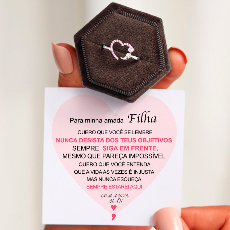 NUNCA DESISTA, NÃO IMPORTA O QUE - ANEL "Ponto e Vírgula"
