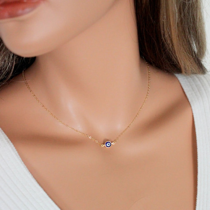 Colar Olho Grego com Ouro 18k