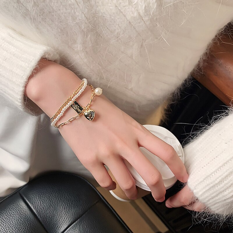 Pulseira Coração de Pérola com Ouro 18k