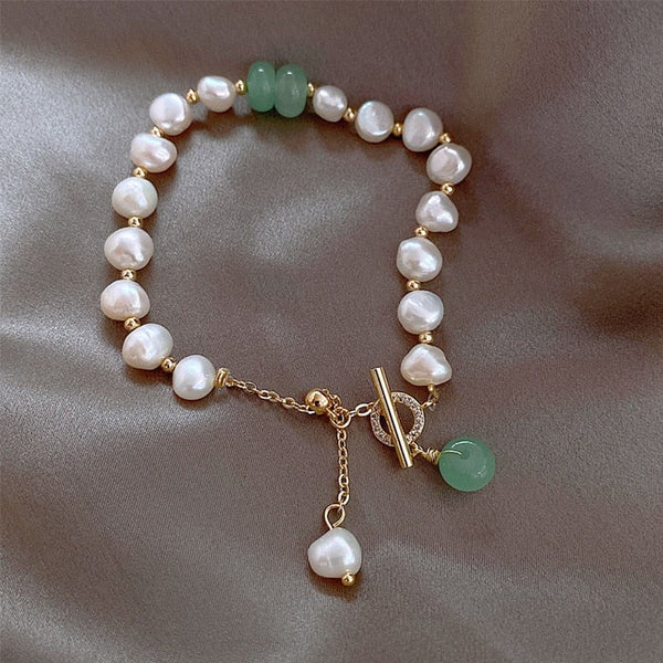 Pulseira de pérolas de água doce e aventurina
