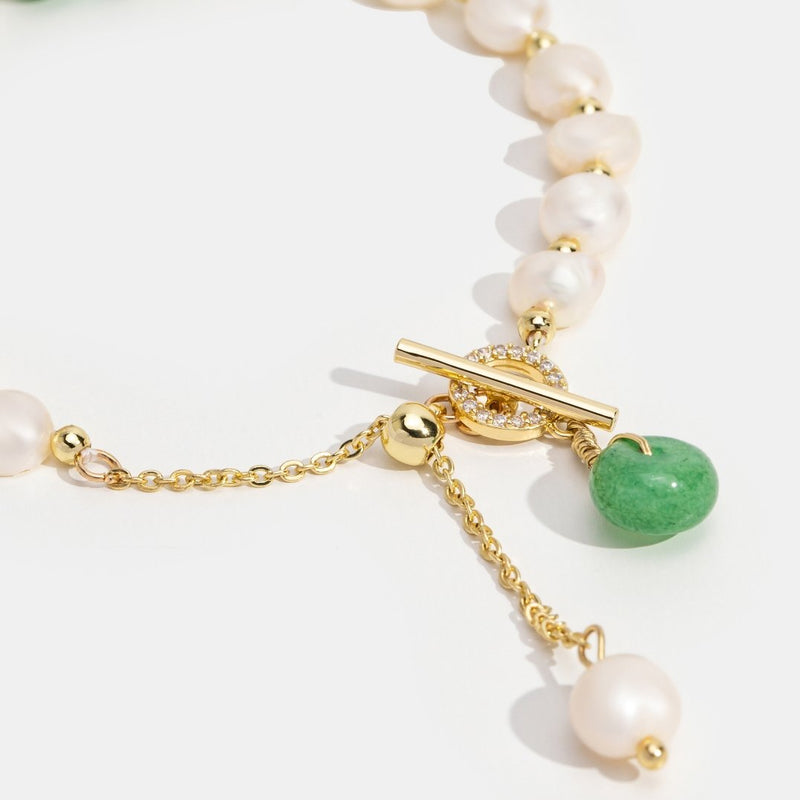 Pulseira de pérolas de água doce e aventurina