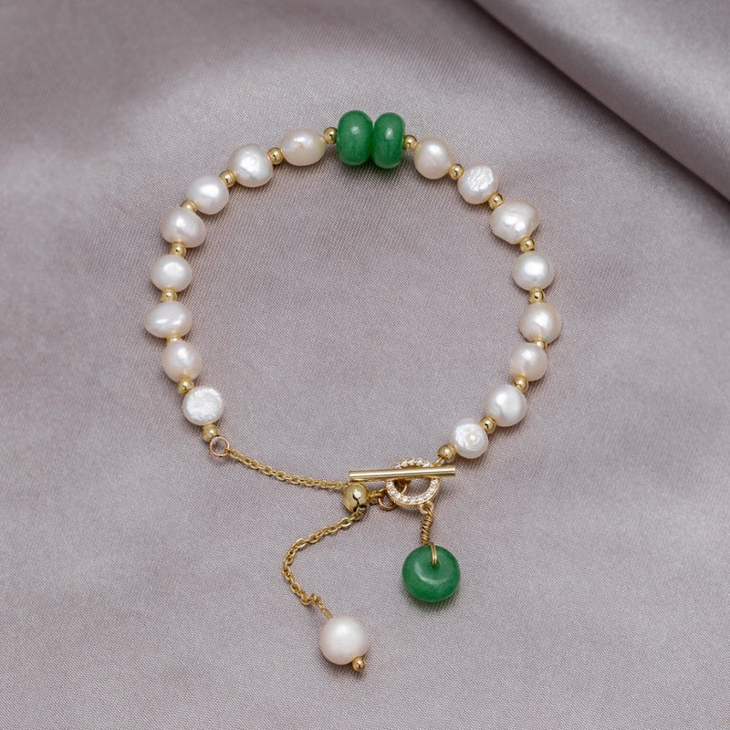 Pulseira de pérolas de água doce e aventurina