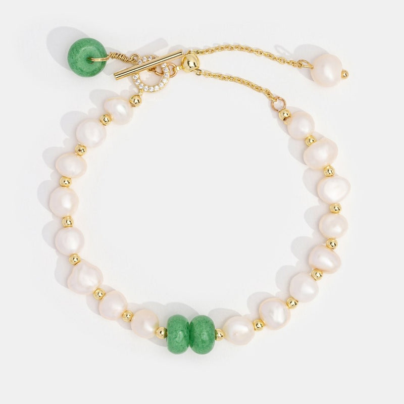 Pulseira de pérolas de água doce e aventurina