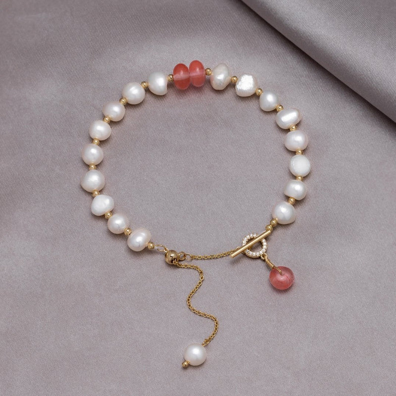 Pulseira de pérolas de água doce e aventurina