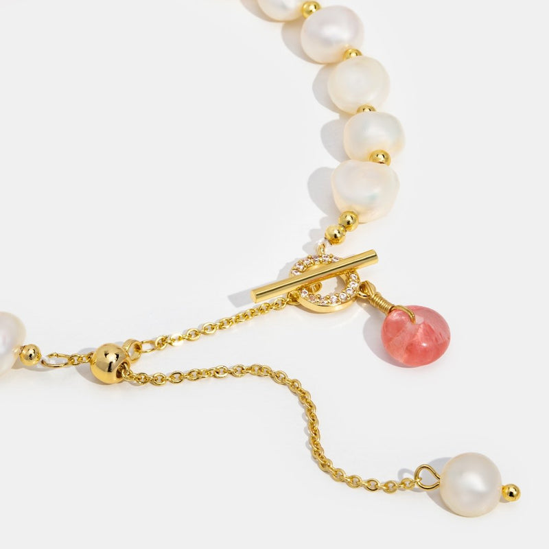 Pulseira de pérolas de água doce e aventurina
