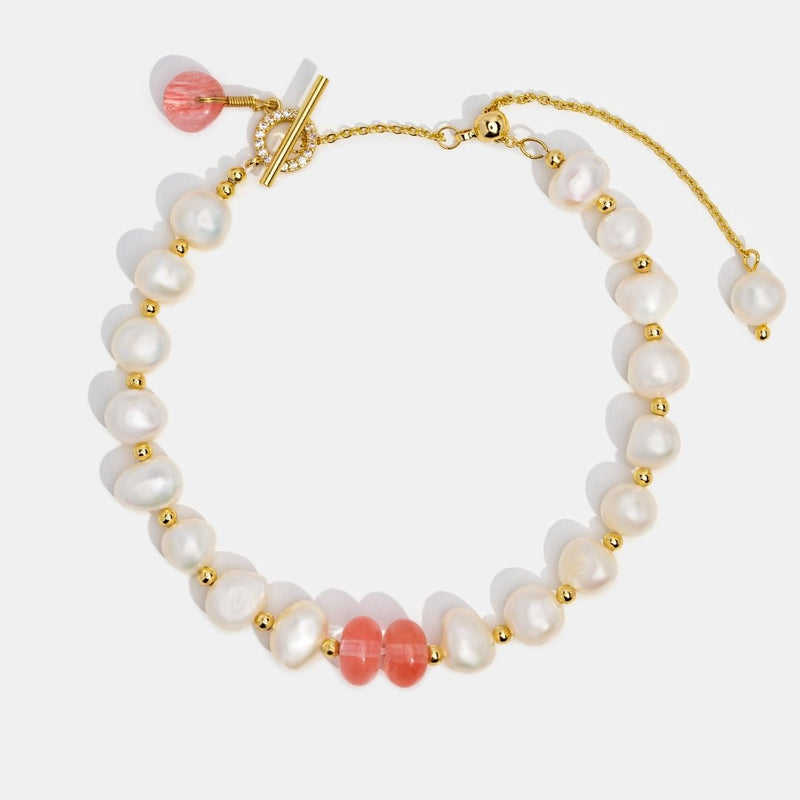 Pulseira de pérolas de água doce e aventurina
