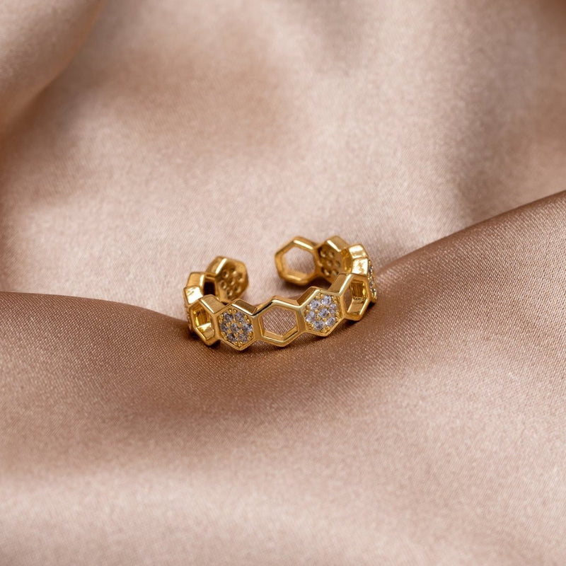 Anel favo de mel de ouro